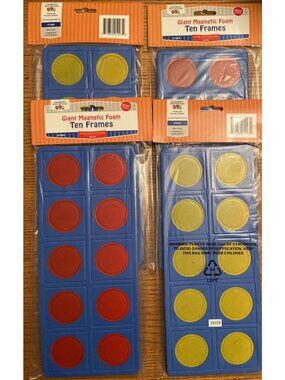 4 Sets Giant Magnetic Foam Ten Frames 8 Total Trays Math Manipulative